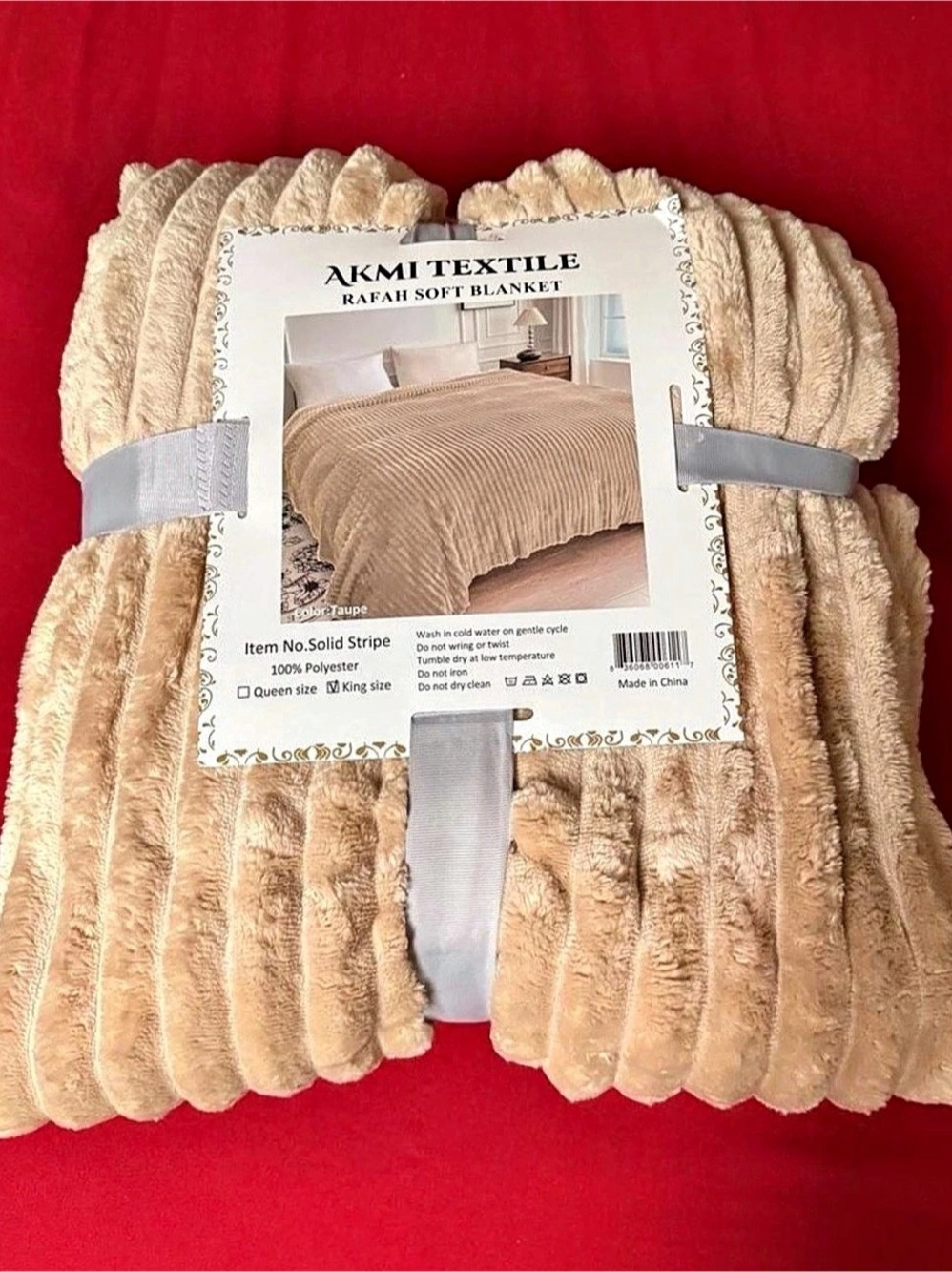 AKMI TEXTILE Rafah Soft Blanket Striped Beige Soft Blanket NWT